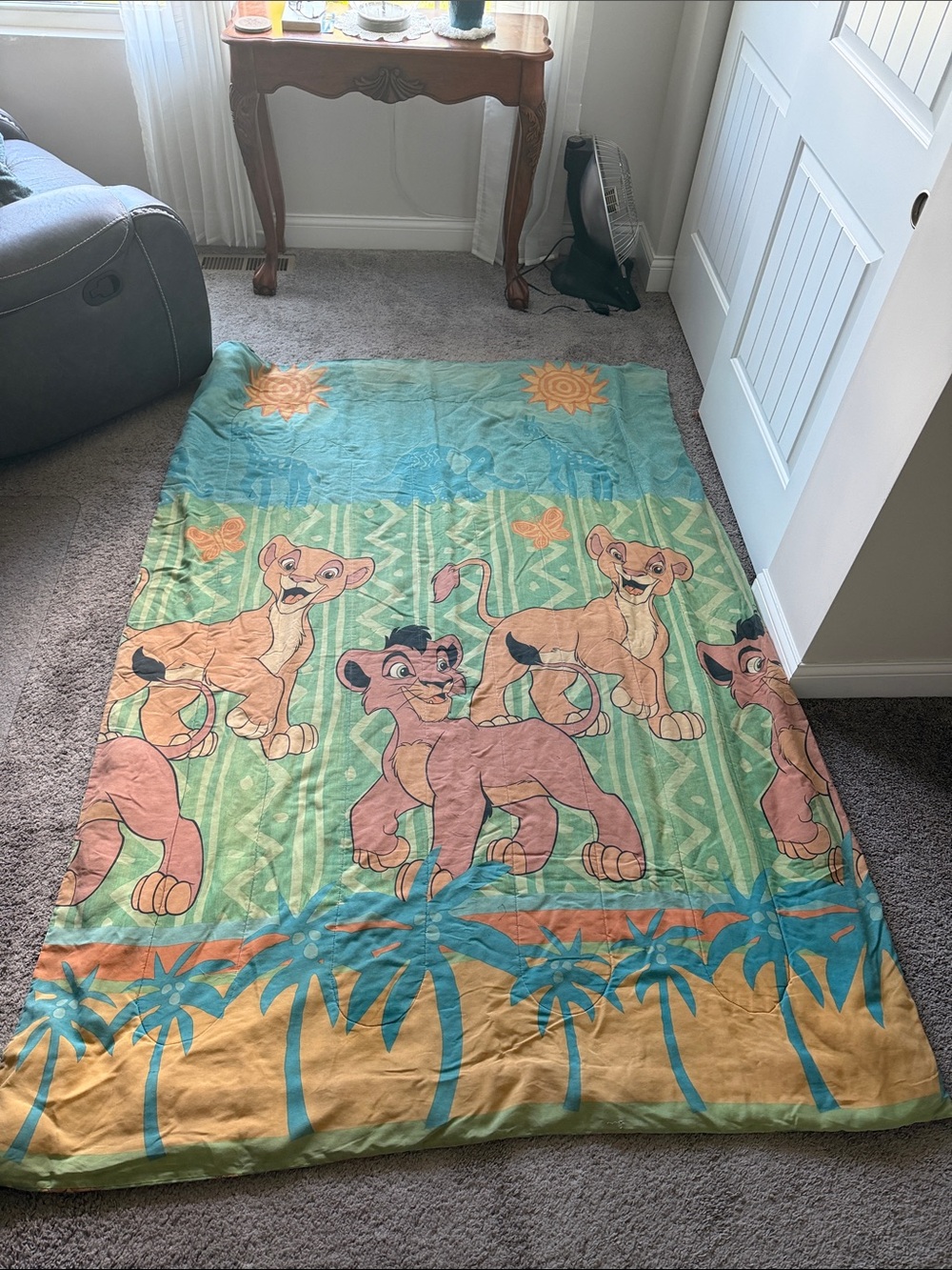 Vintage 90s Disney Lion King Simba Nala Comforter Blanket 1990s Bedding